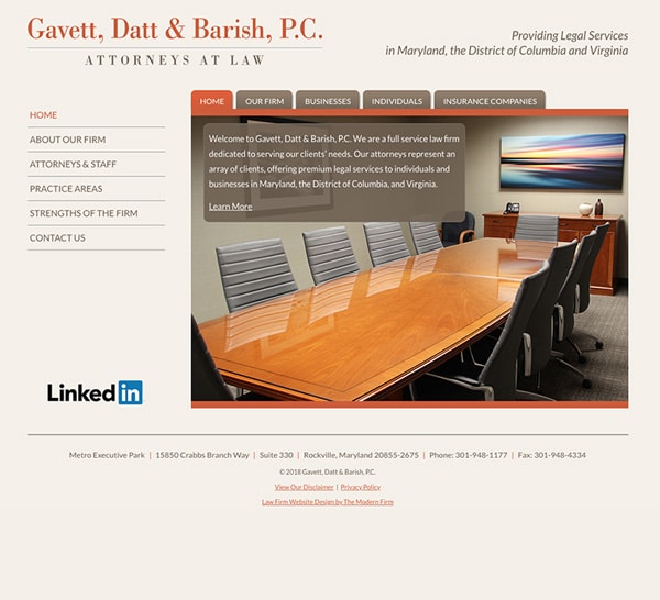 Law Firm Website Design for Gavett, Datt & Barish, P.C.