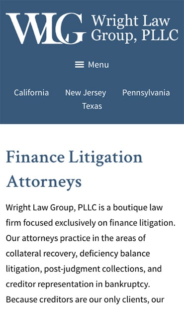 Responsive Mobile Attorney Website for Wright Law Group, PLLC