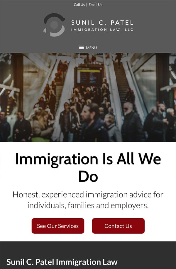 Mobile Friendly Law Firm Webiste for Sunil C. Patel Immigration Law, LLC