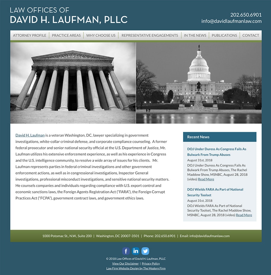 Law Firm Website Design for Law Offices of David H. Laufman, PLLC