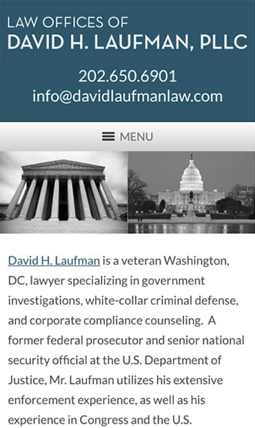 Responsive Mobile Attorney Website for Law Offices of David H. Laufman, PLLC