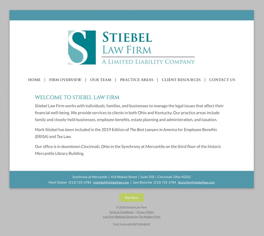 Law Firm Website Design for Stiebel Law Firm
