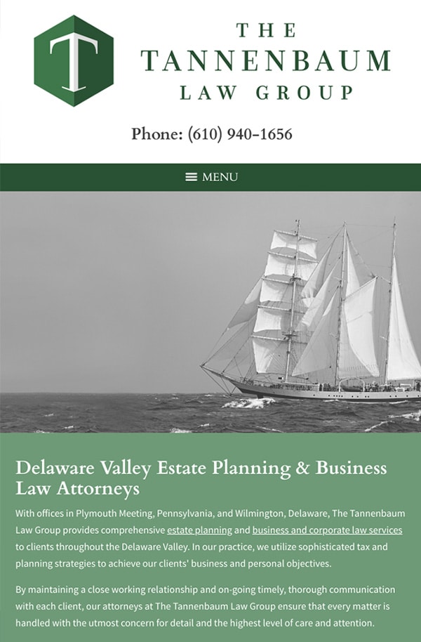 Mobile Friendly Law Firm Webiste for The Tannenbaum Law Group, LLC