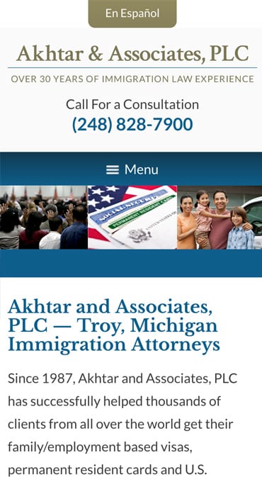 Responsive Mobile Attorney Website for Akhtar and Associates, PLC