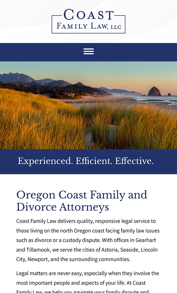 Mobile Friendly Law Firm Webiste for Coast Family Law, LLC