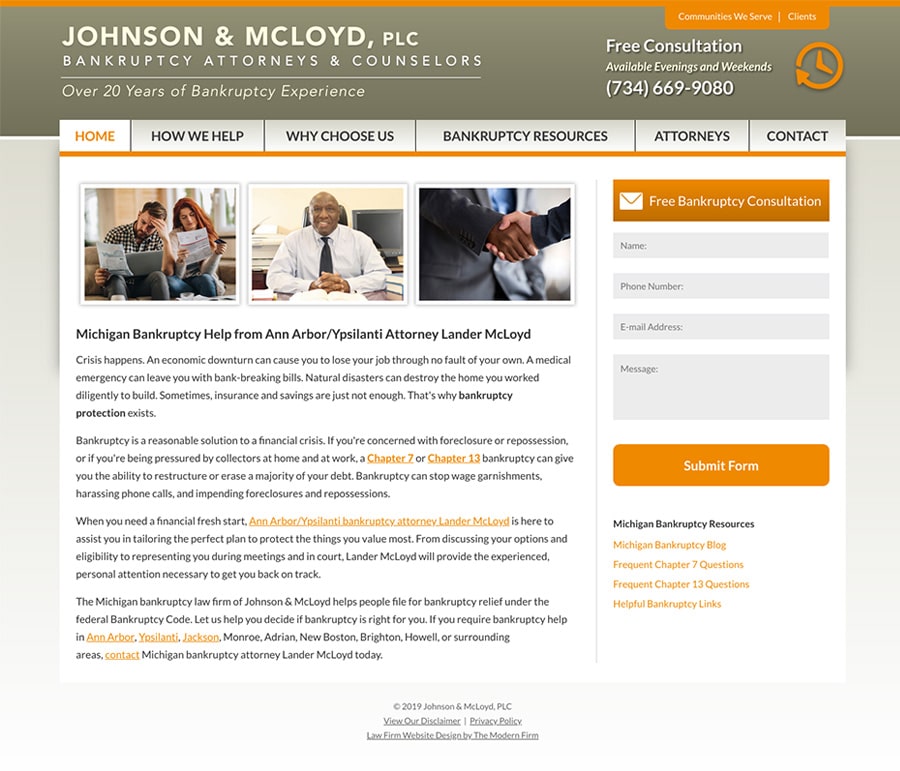 Law Firm Website for Johnson & McLoyd, PLC