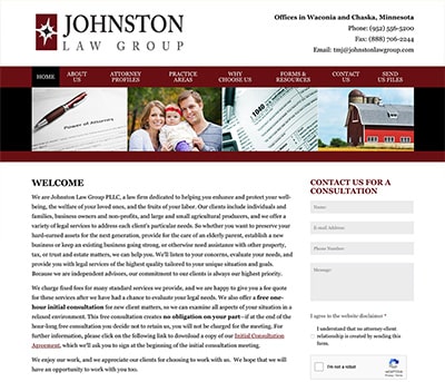 Law Firm Website design for Johnston Law Group, PLLC