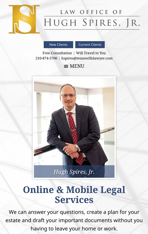 Mobile Friendly Law Firm Webiste for Law Office of Hugh Spires, Jr. PLLC