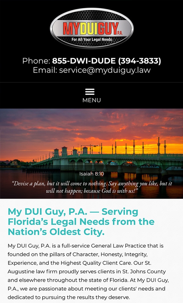 Mobile Friendly Law Firm Webiste for My DUI Guy, P.A.