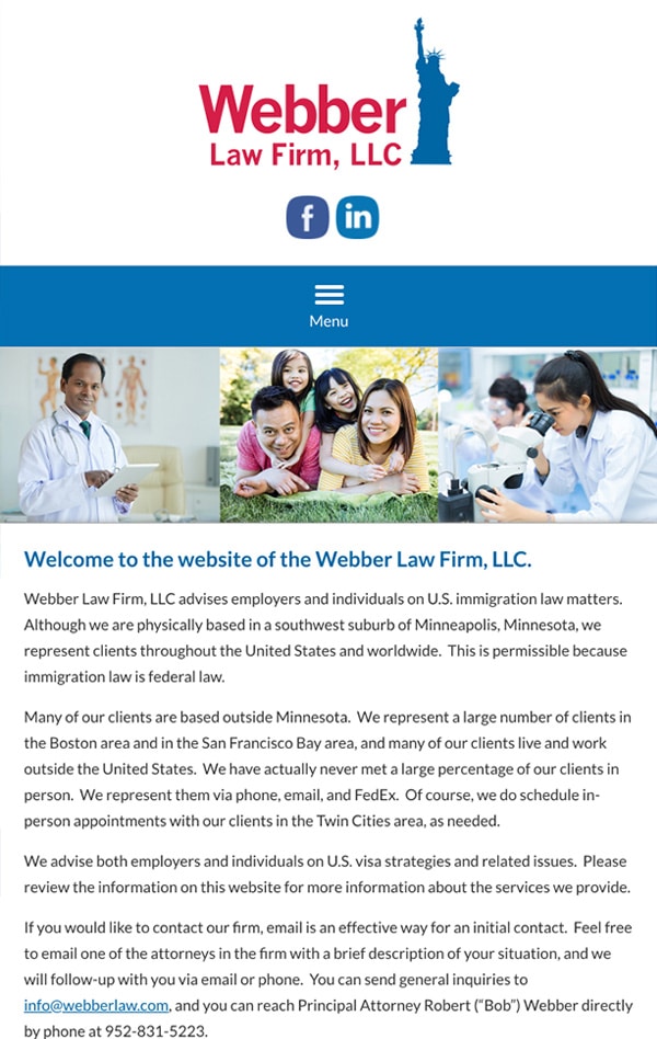 Mobile Friendly Law Firm Webiste for Webber Law Firm, LLC