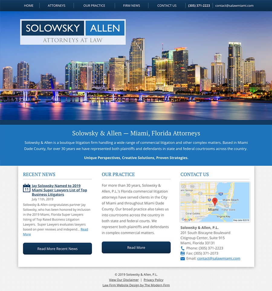 Law Firm Website for Solowsky & Allen, P.L.