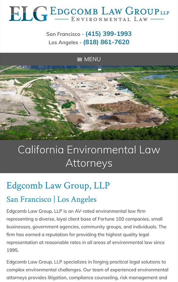 Mobile Friendly Law Firm Webiste for Edgcomb Law Group LLP