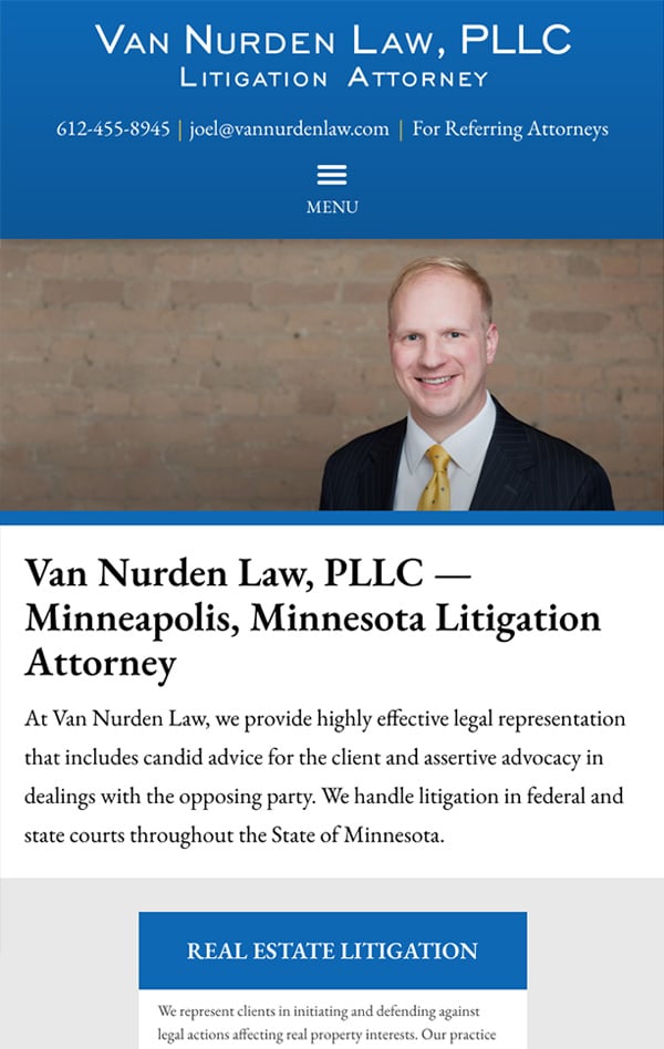 Mobile Friendly Law Firm Webiste for Van Nurden Law, PLLC