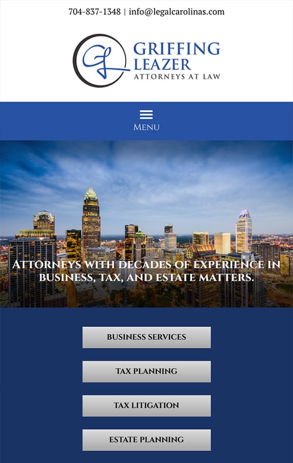 Mobile Friendly Law Firm Webiste for Griffing Leazer, PLLC