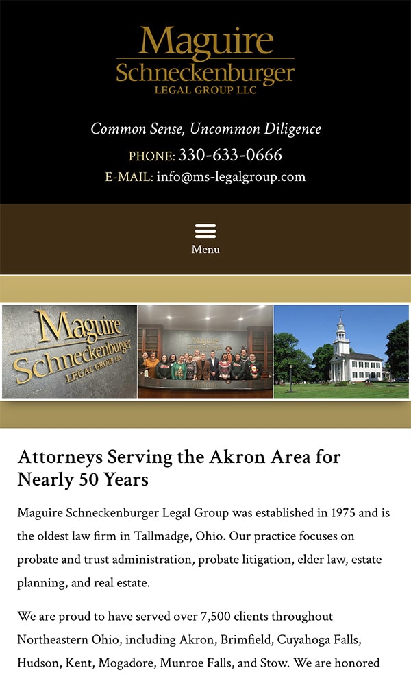 Mobile Friendly Law Firm Webiste for Maguire Schneckenburger Legal Group, LLC