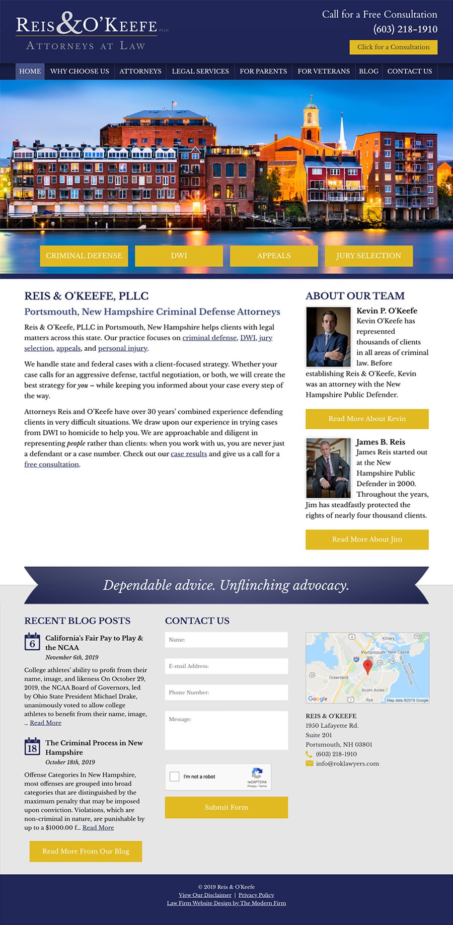 Law Firm Website for Reis & O'Keefe