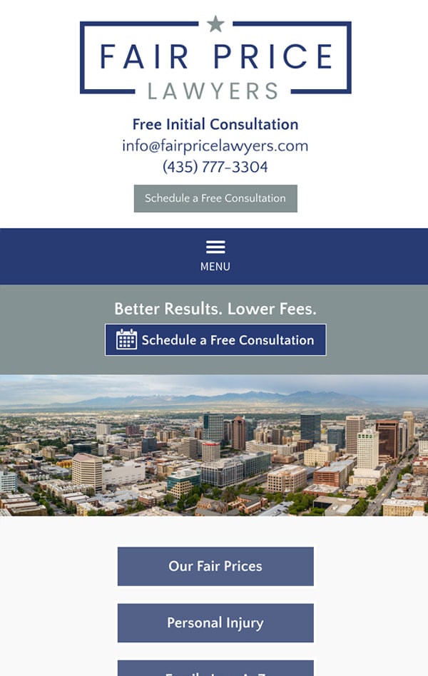 Mobile Friendly Law Firm Webiste for Fair Price Lawyers