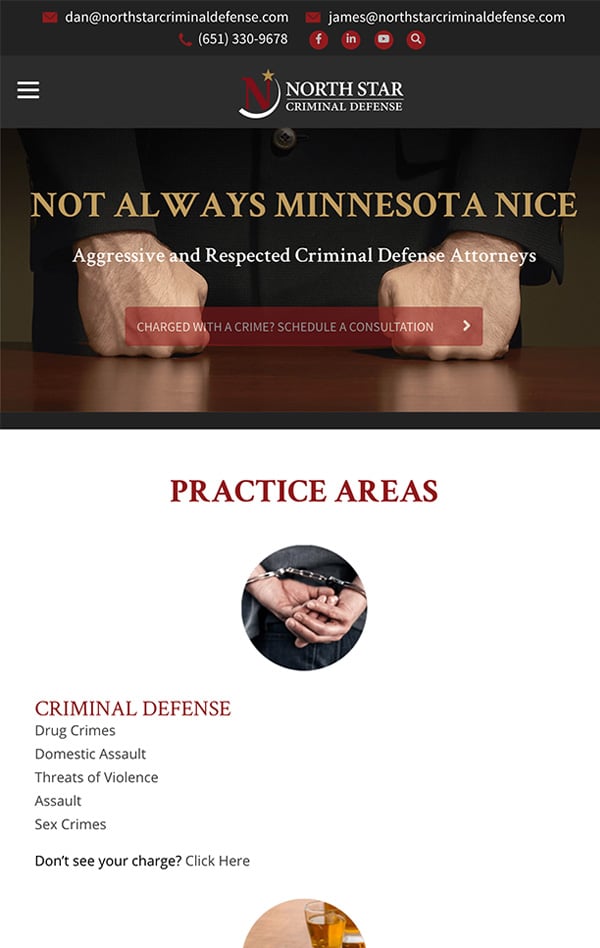 Mobile Friendly Law Firm Webiste for North Star Criminal Defense
