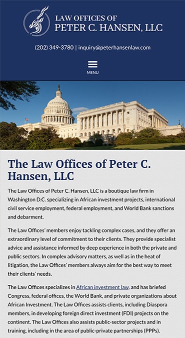 Responsive Mobile Attorney Website for Law Offices of Peter C. Hansen, LLC