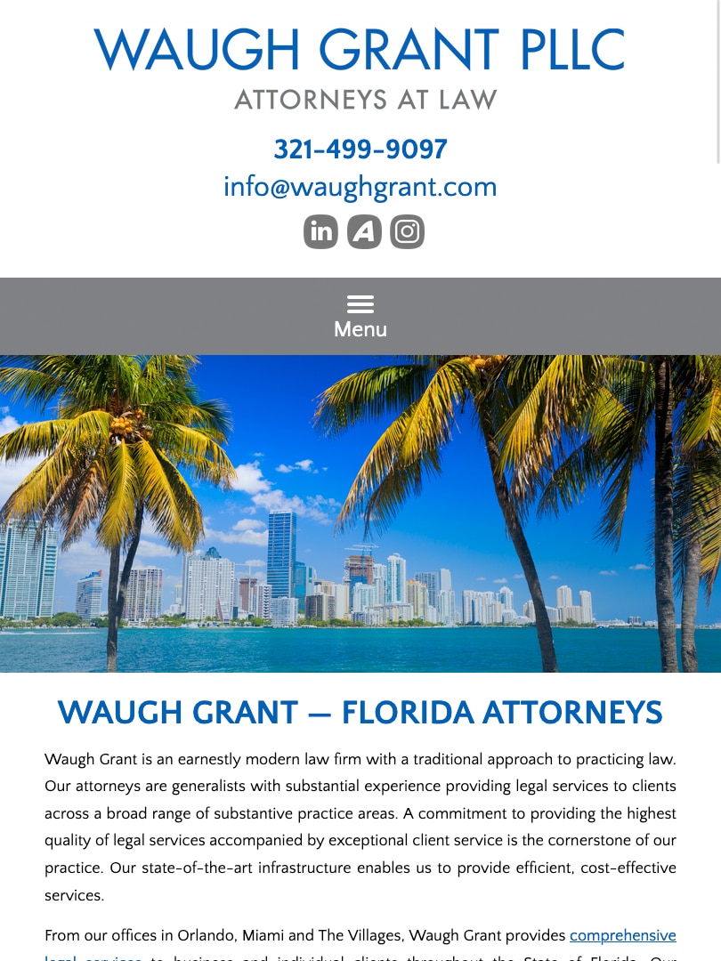 Mobile Friendly Law Firm Webiste for Waugh Law PA