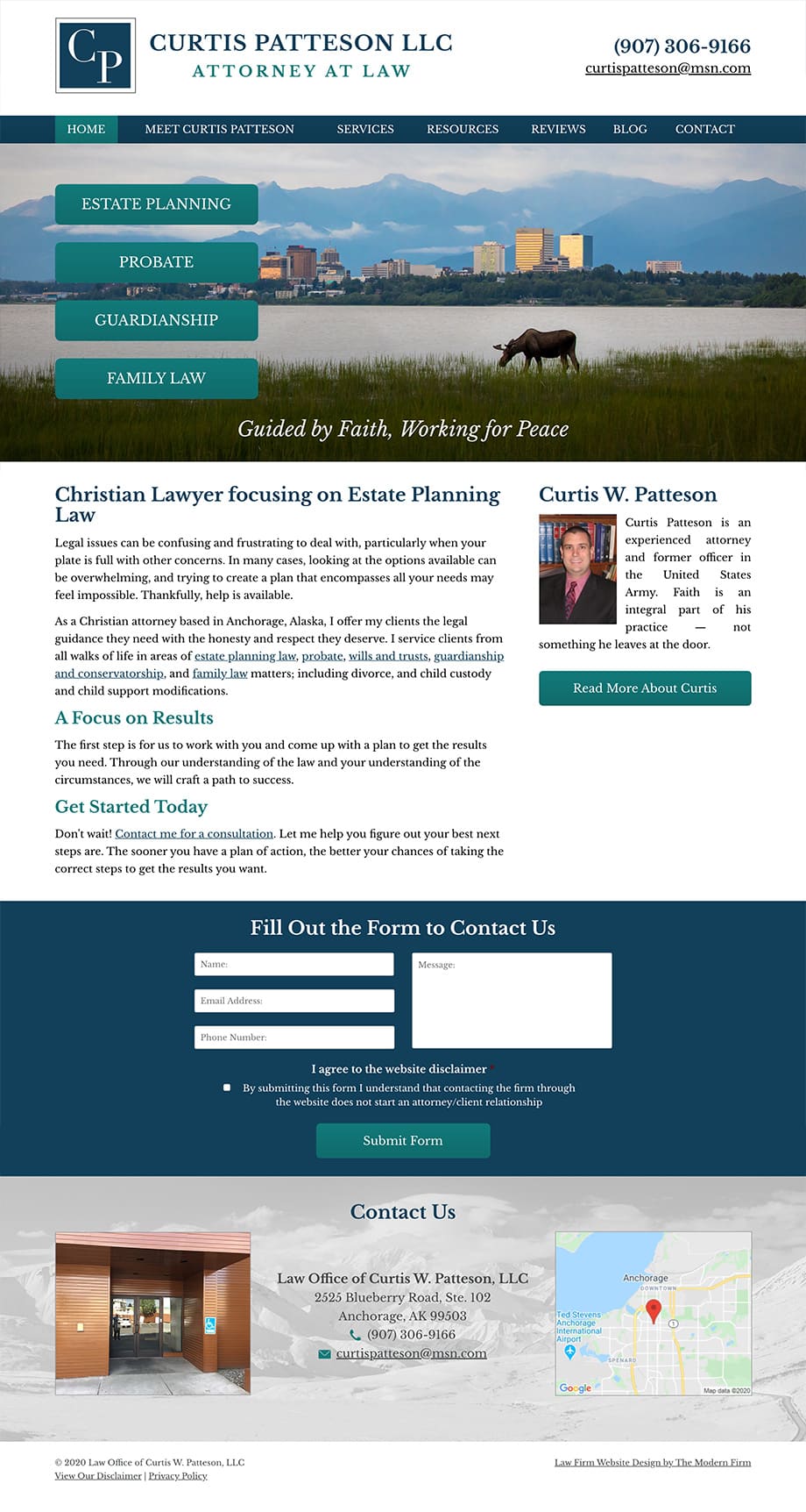 Law Firm Website for Law Office of Curtis W. Patteson, LLC