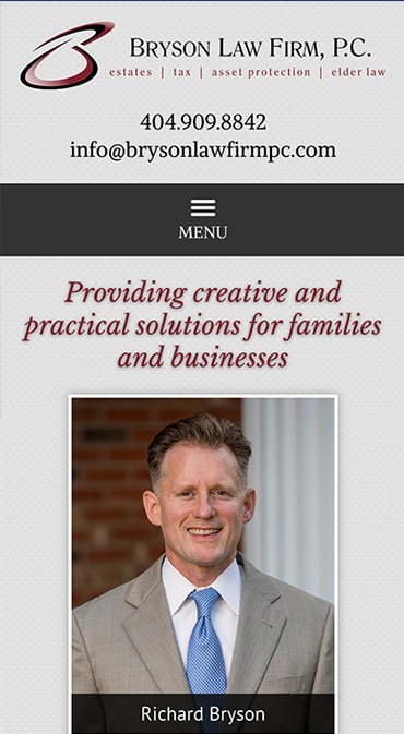 Responsive Mobile Attorney Website for Bryson Law Firm, P.C.