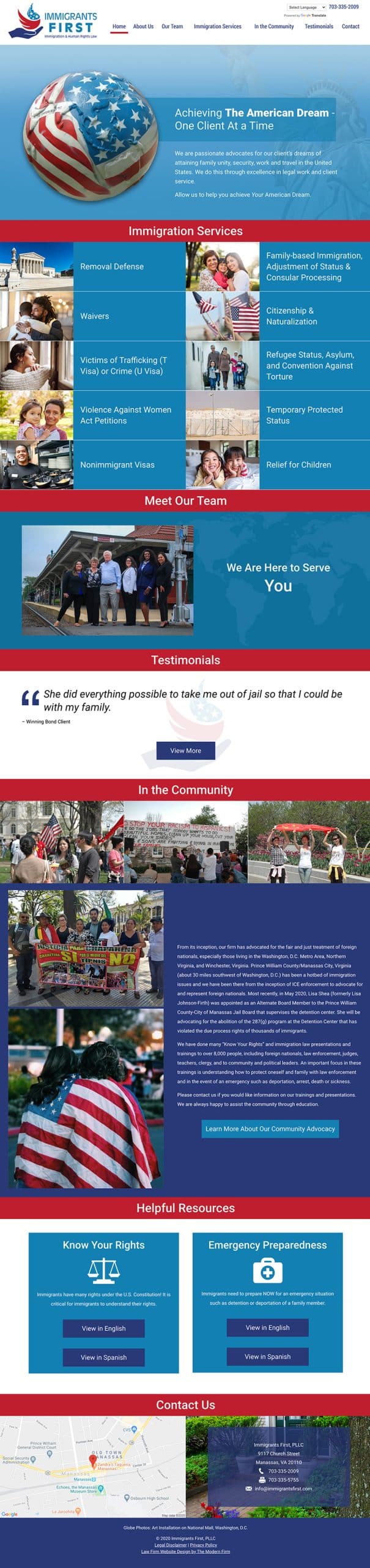 Law Firm Website Design for Immigrants First, PLLC