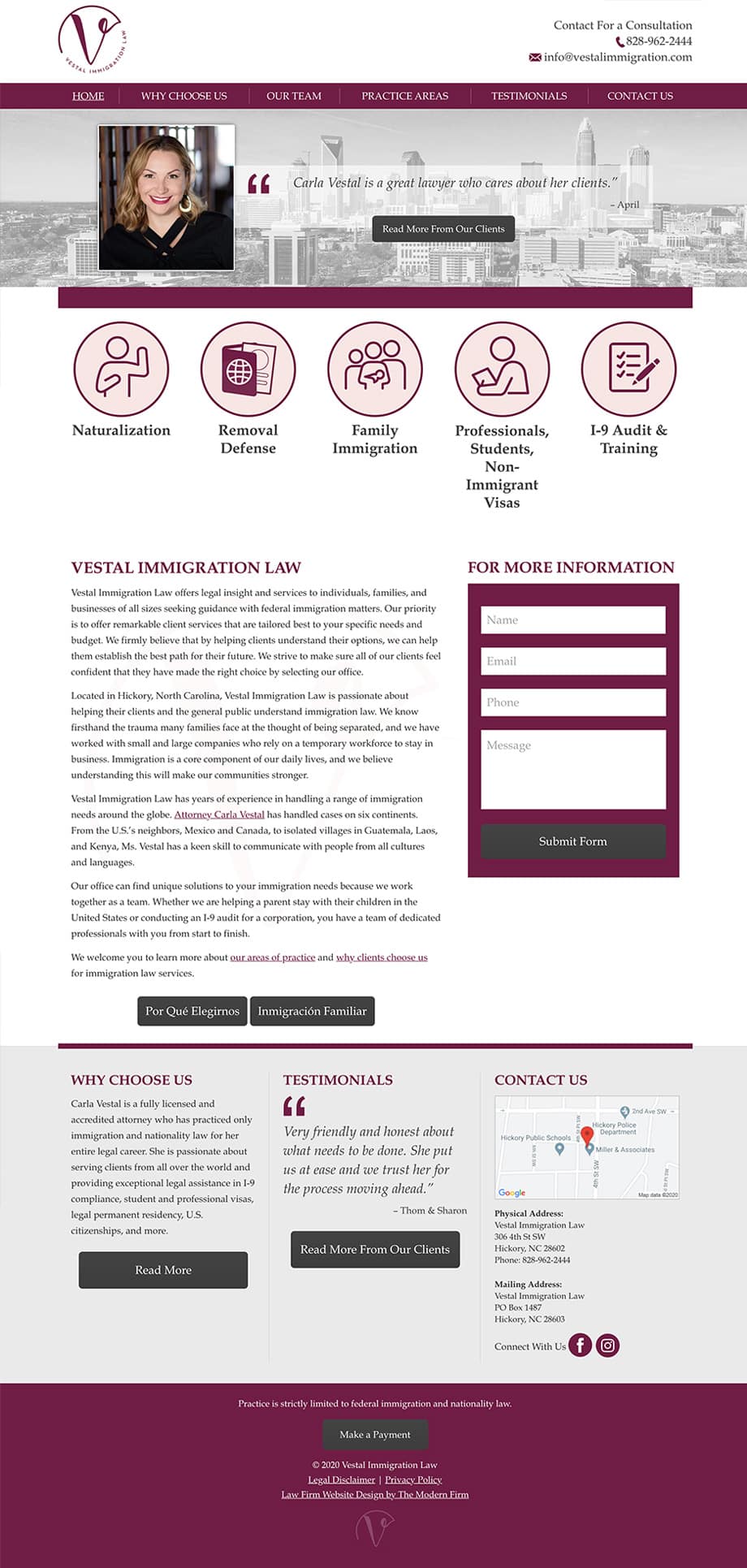Law Firm Website Design for Vestal Immigration Law
