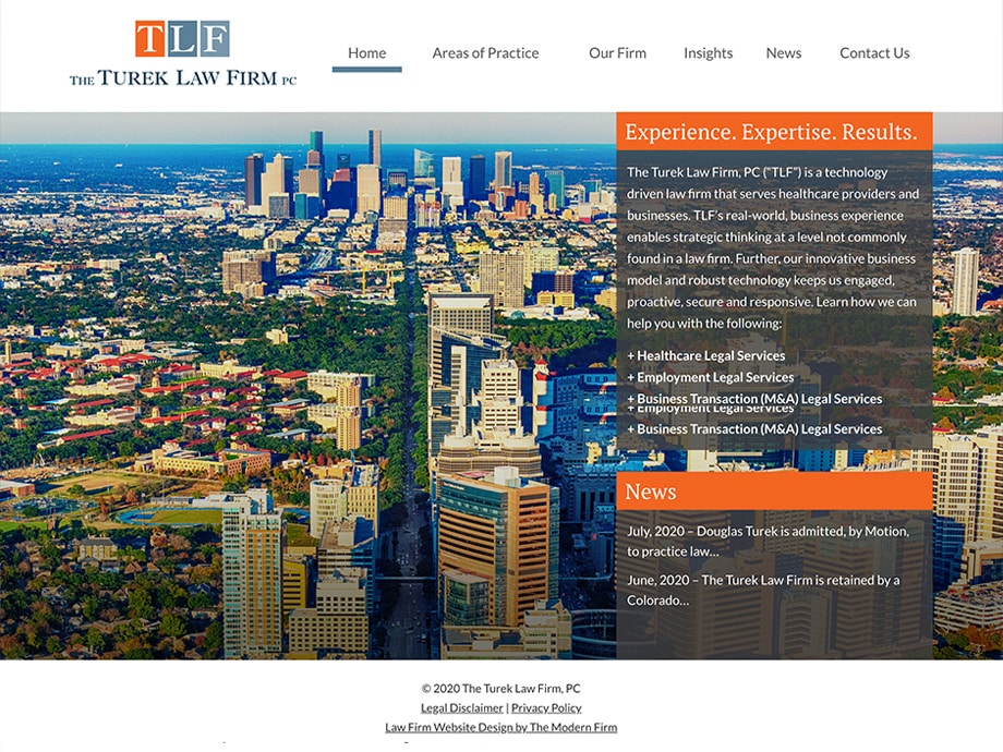 Law Firm Website for The Turek Law Firm, PC