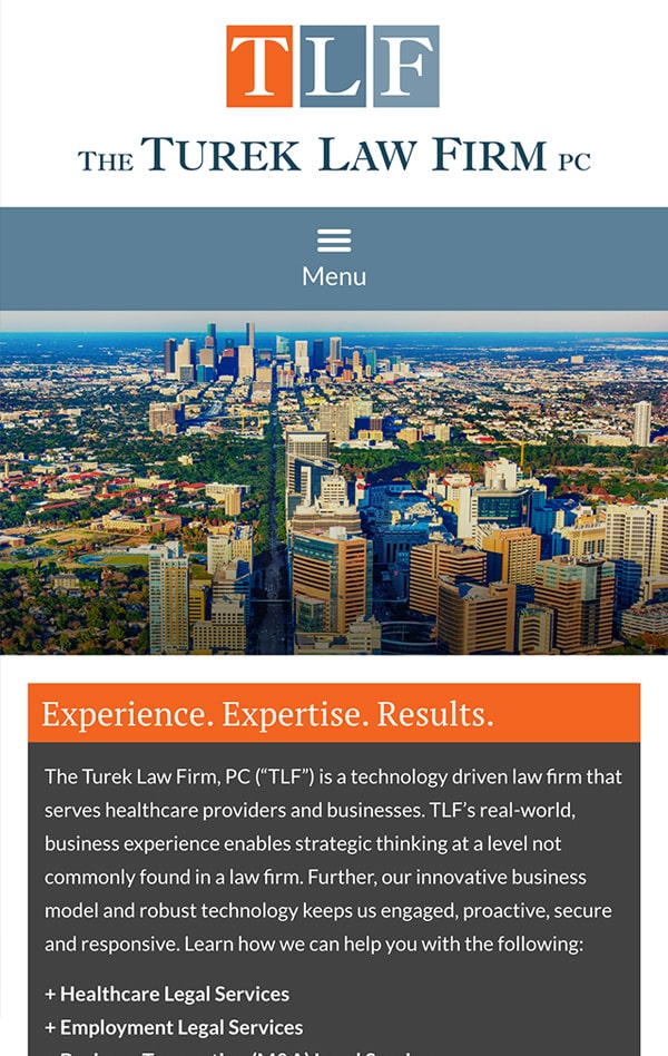 Mobile Friendly Law Firm Webiste for The Turek Law Firm, PC