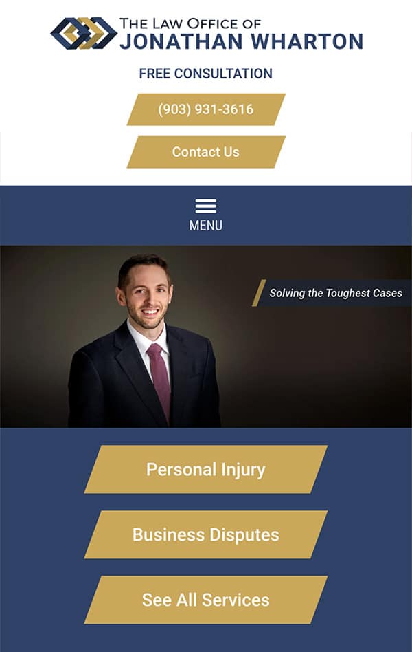 Mobile Friendly Law Firm Webiste for The Law Office of Jonathan Wharton