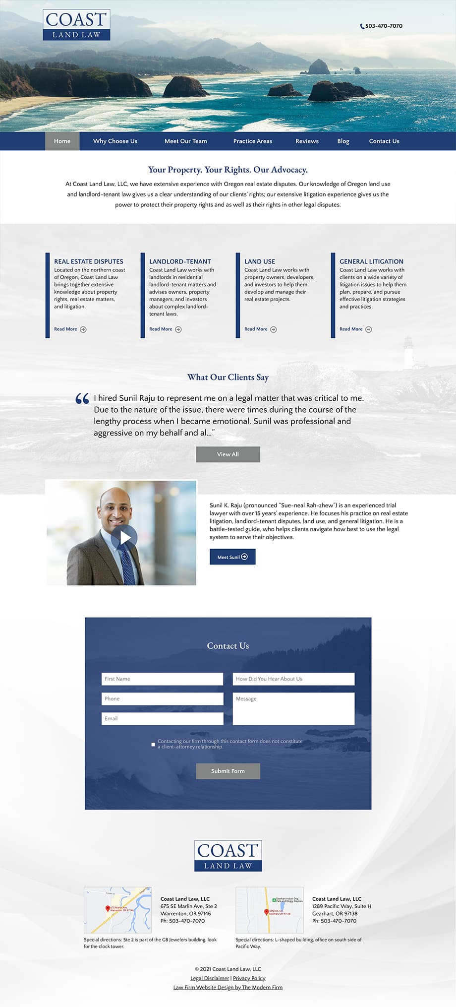 Law Firm Website for Coast Land Law, LLC