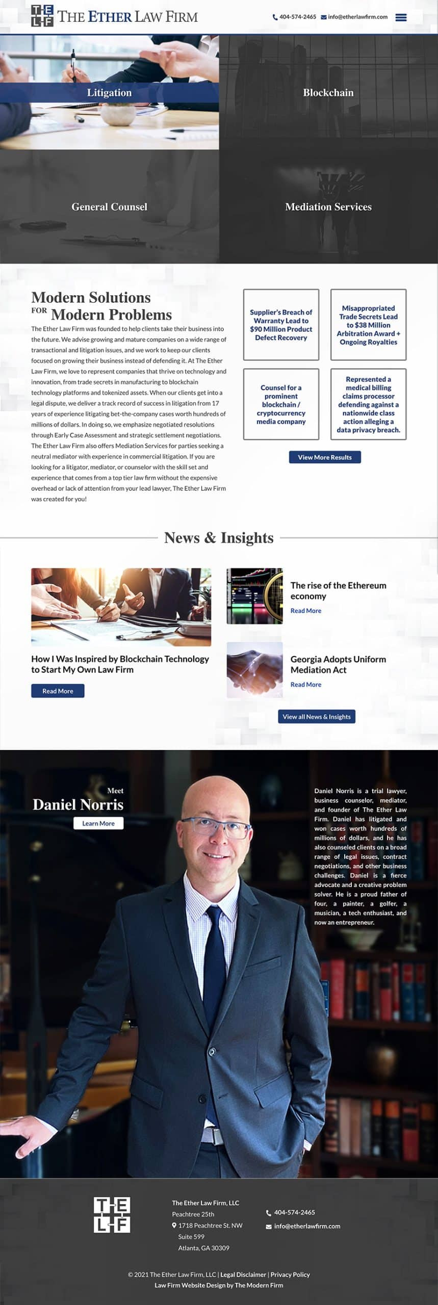 Law Firm Website for The Ether Law Firm, LLC