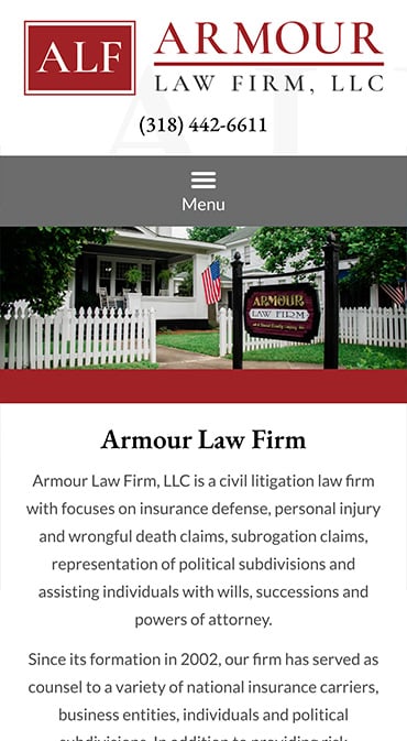 Responsive Mobile Attorney Website for Armour Law Firm