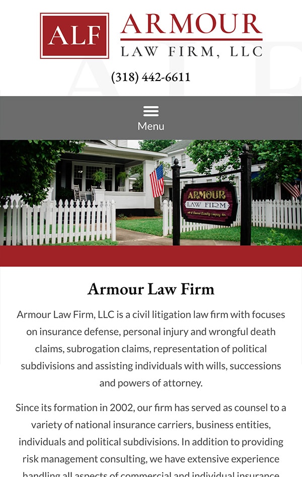 Mobile Friendly Law Firm Webiste for Armour Law Firm