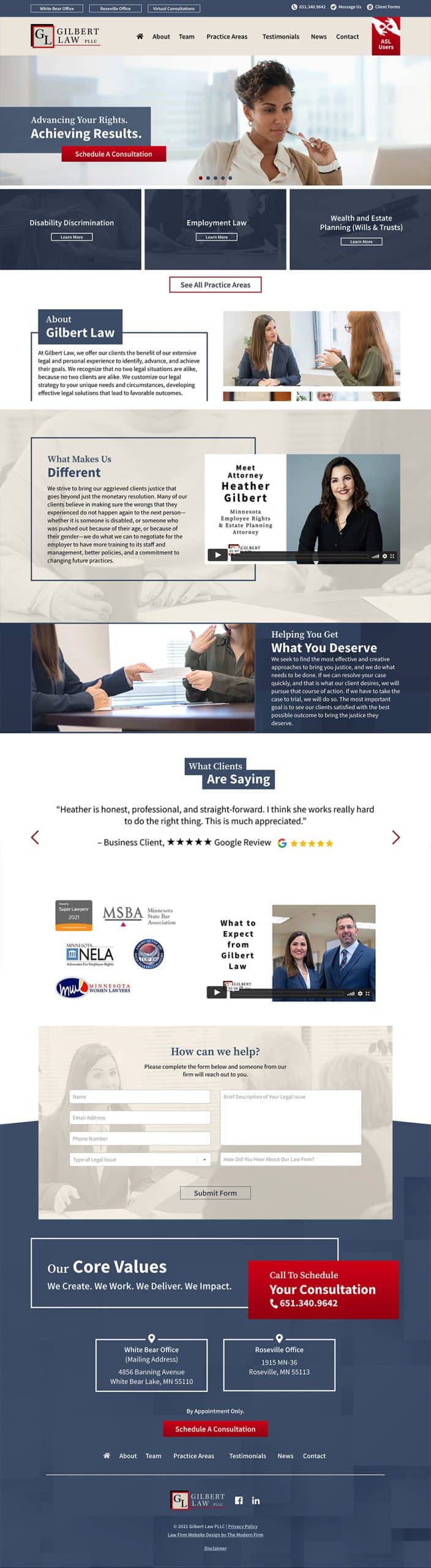 Law Firm Website for Gilbert Law PLLC