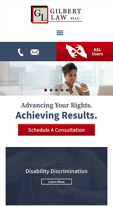 Responsive Mobile Attorney Website for Gilbert Law PLLC