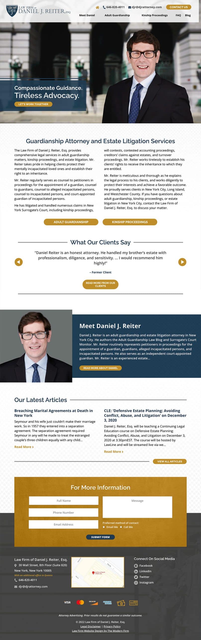 Law Firm Website for Law Firm of Daniel J. Reiter, Esq.
