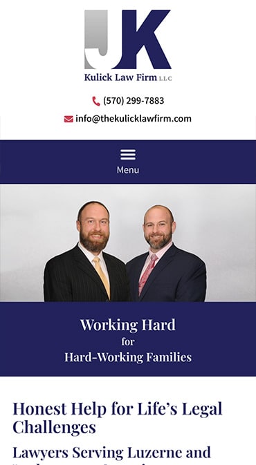 Responsive Mobile Attorney Website for The Kulick Law Firm