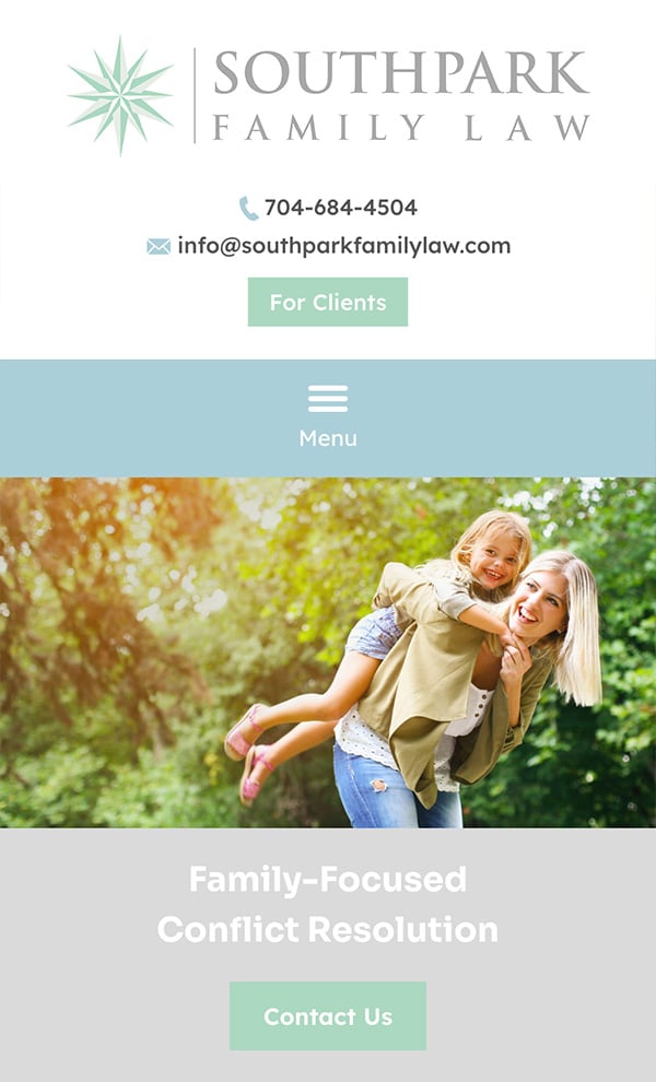 Mobile Friendly Law Firm Webiste for Southpark Family Law