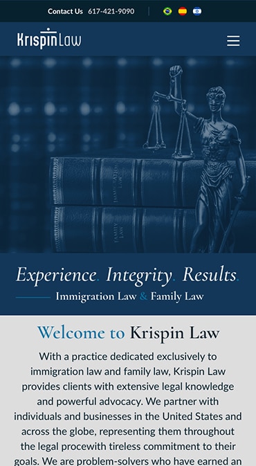 Responsive Mobile Attorney Website for Krispin Law, PC