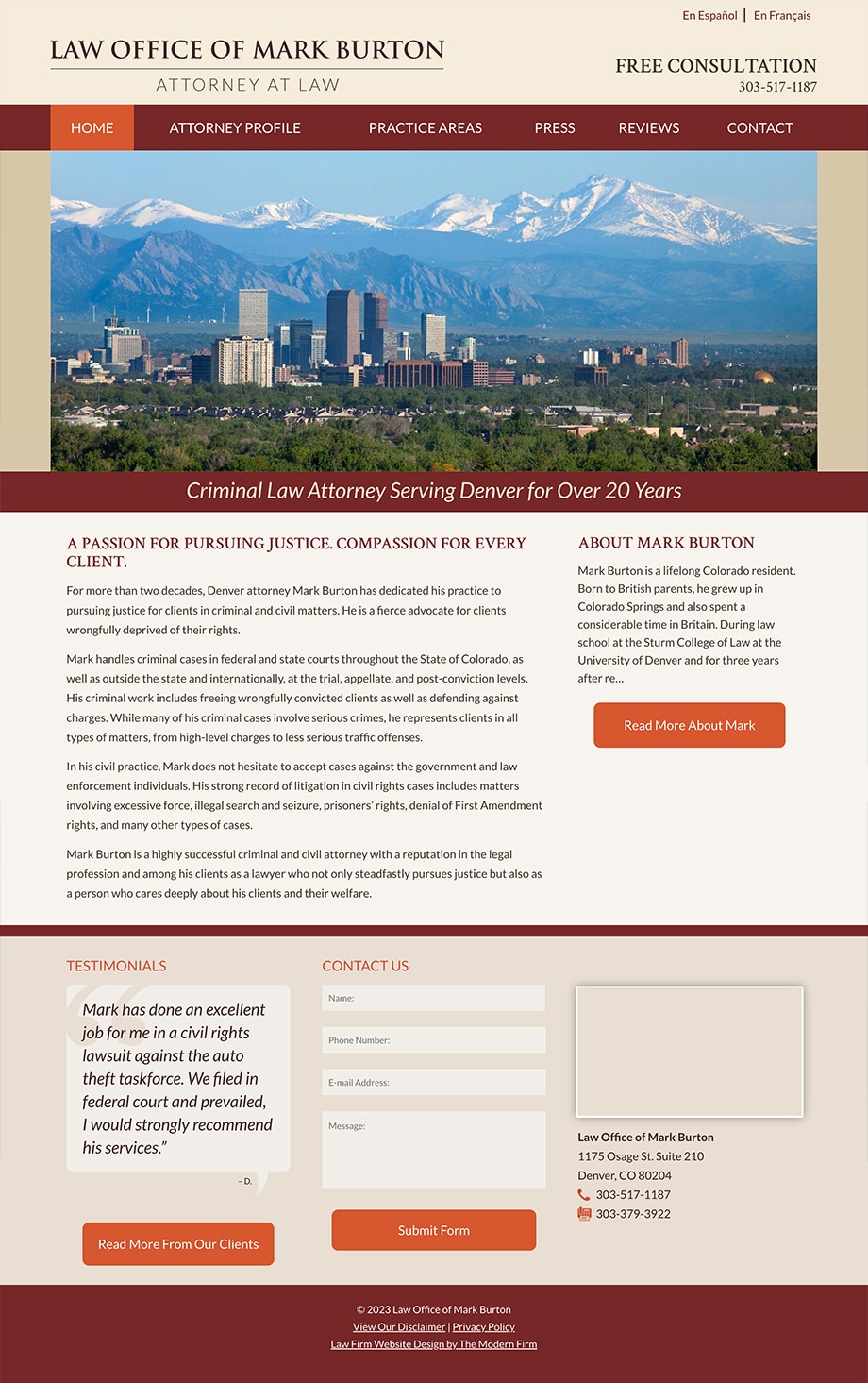 Law Firm Website Design for Law Office of Mark Burton
