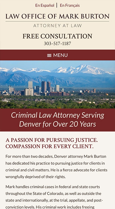 Responsive Mobile Attorney Website for Law Office of Mark Burton
