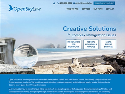 Law Firm Website design for Open Sky Law, PLLC
