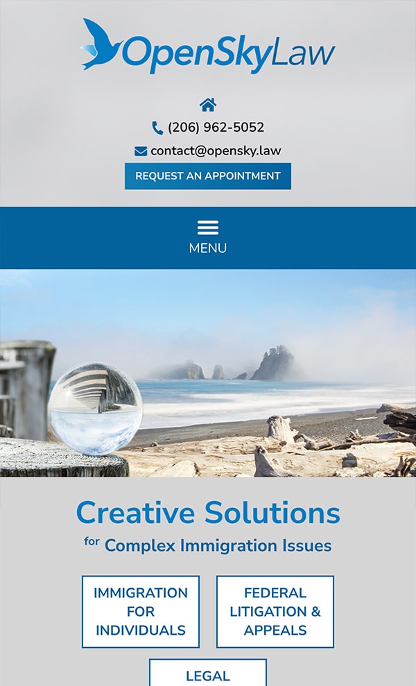 Mobile Friendly Law Firm Webiste for Open Sky Law, PLLC