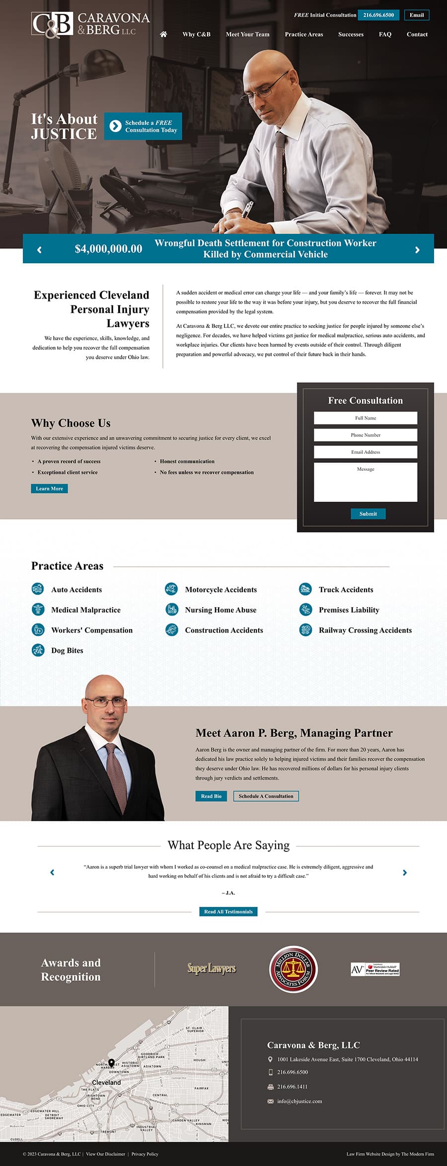 Cleveland, Oh Personal Injury Law Firm Website By The Modern Firm