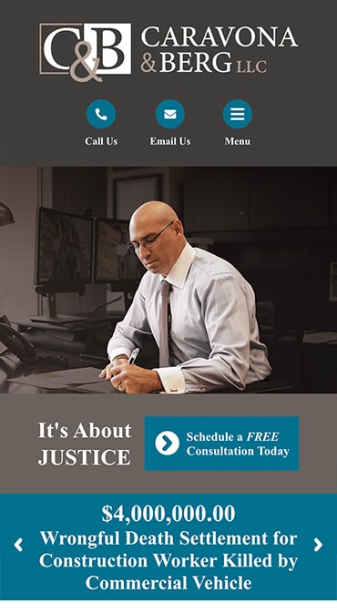 Responsive Mobile Attorney Website for Caravona & Berg, LLC
