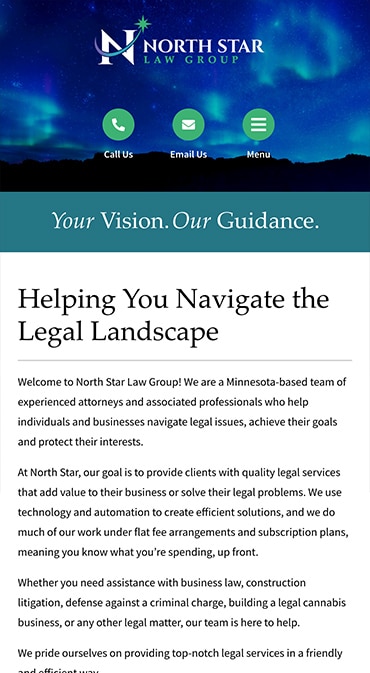 Responsive Mobile Attorney Website for North Star Law Group PLLC