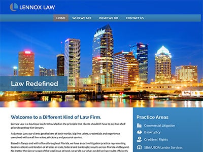 Law Firm Website design for Lennox Law, P.A.