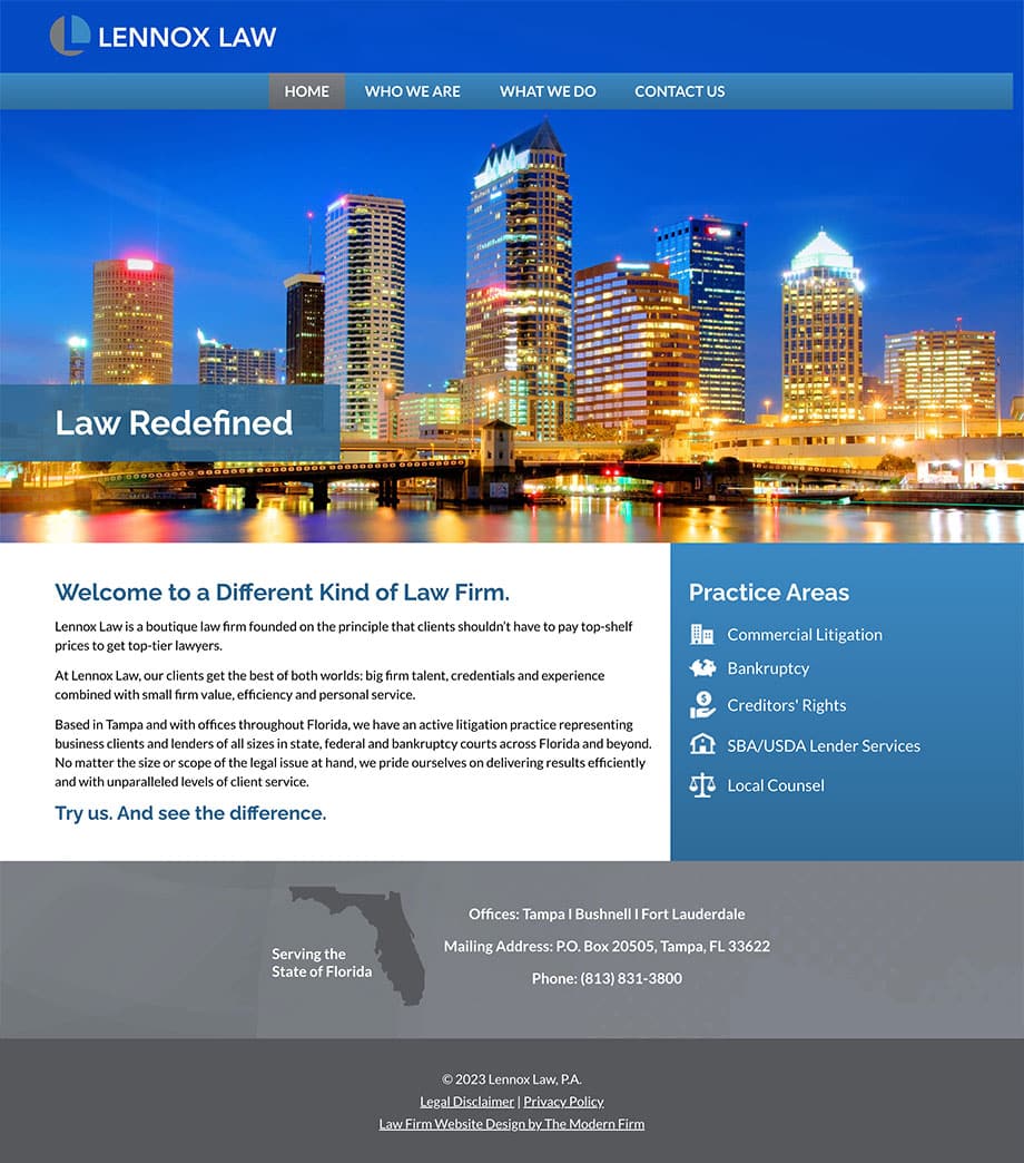 Law Firm Website Design for Lennox Law, P.A.